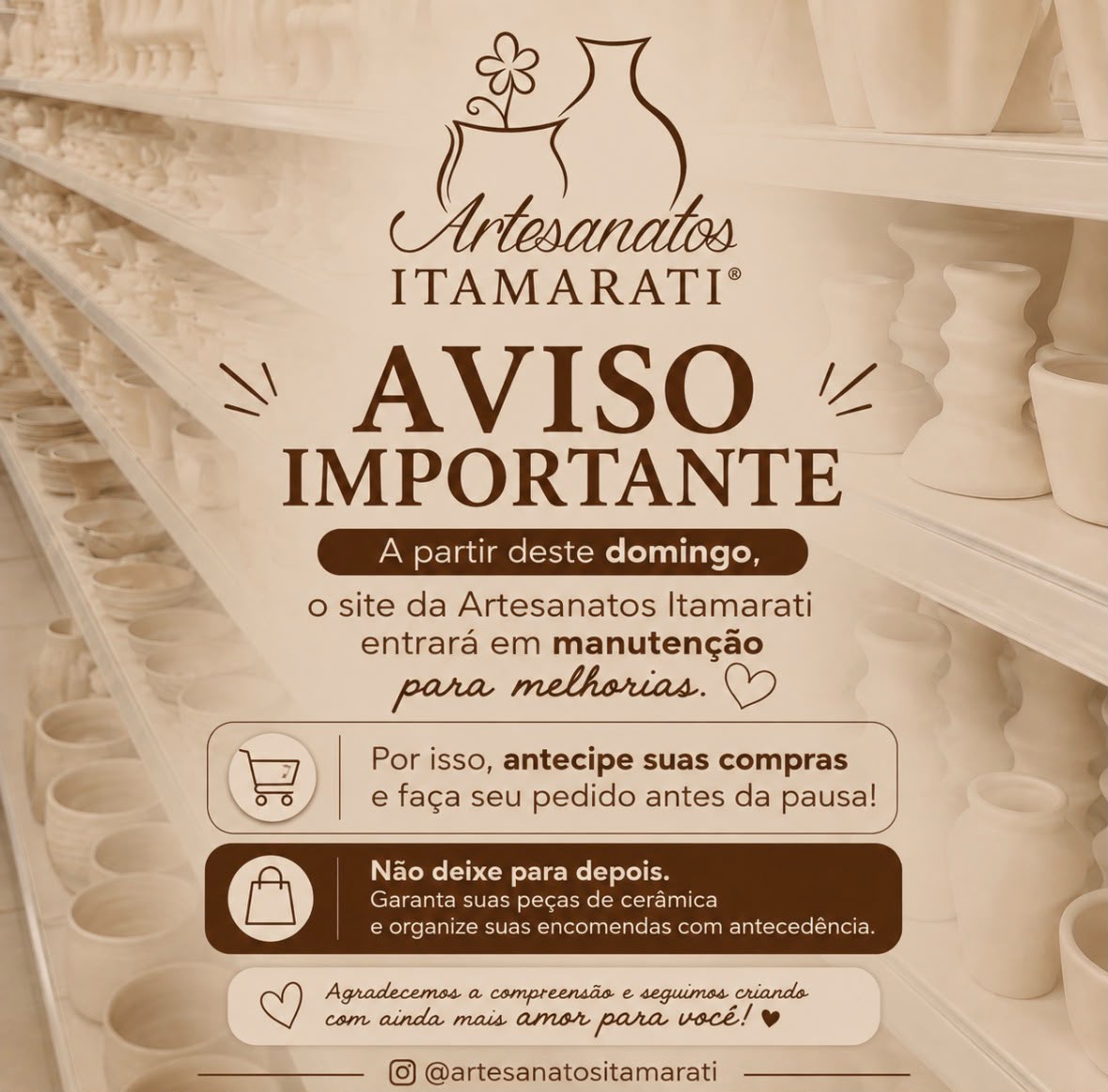 Site em manuten&ccedil;&atilde;o - Artesanatos Itamarati